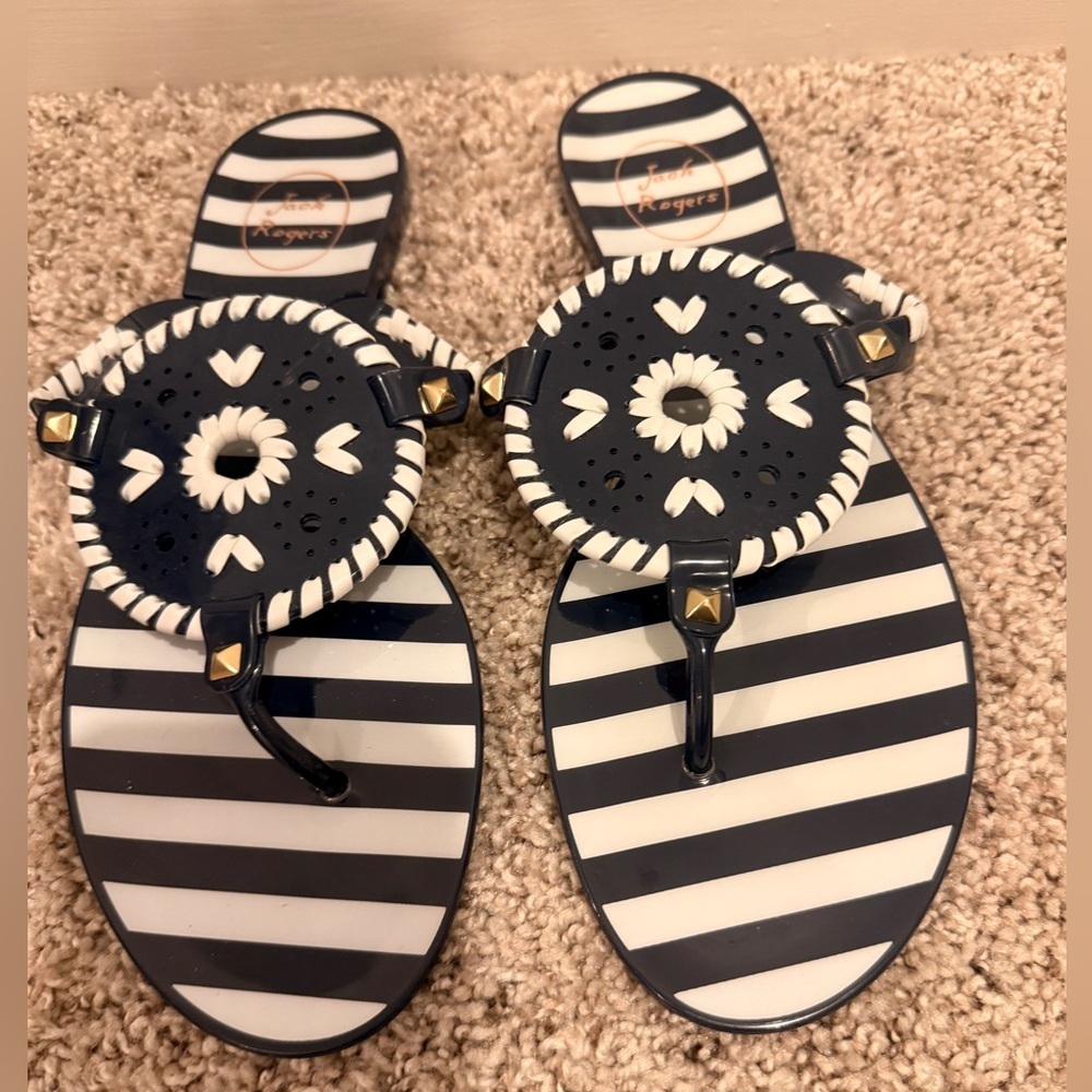 Jack Rogers Navy and White Striped Sandals